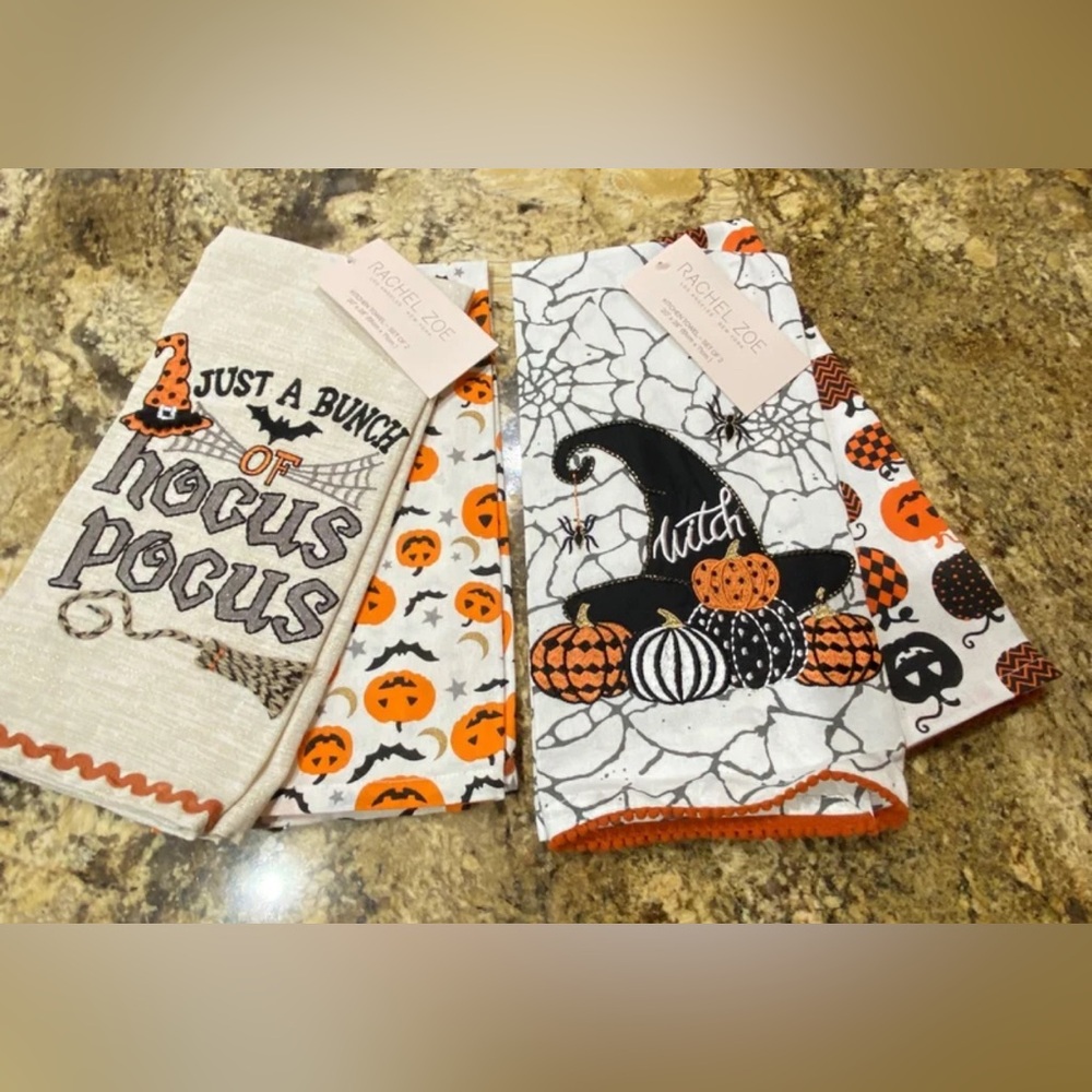 Rachel Zoe Witch and Hocus Pocus Kitchen Towel Bundle Brand New